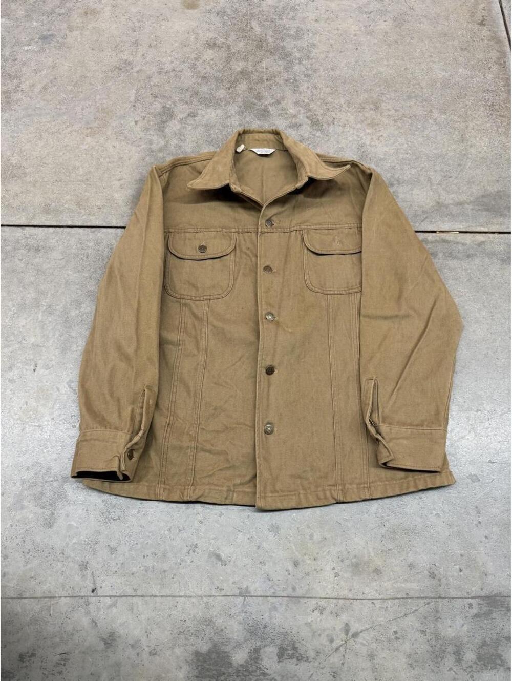 vintage mr leggs sportswear made in usa beige canvas jacket size large